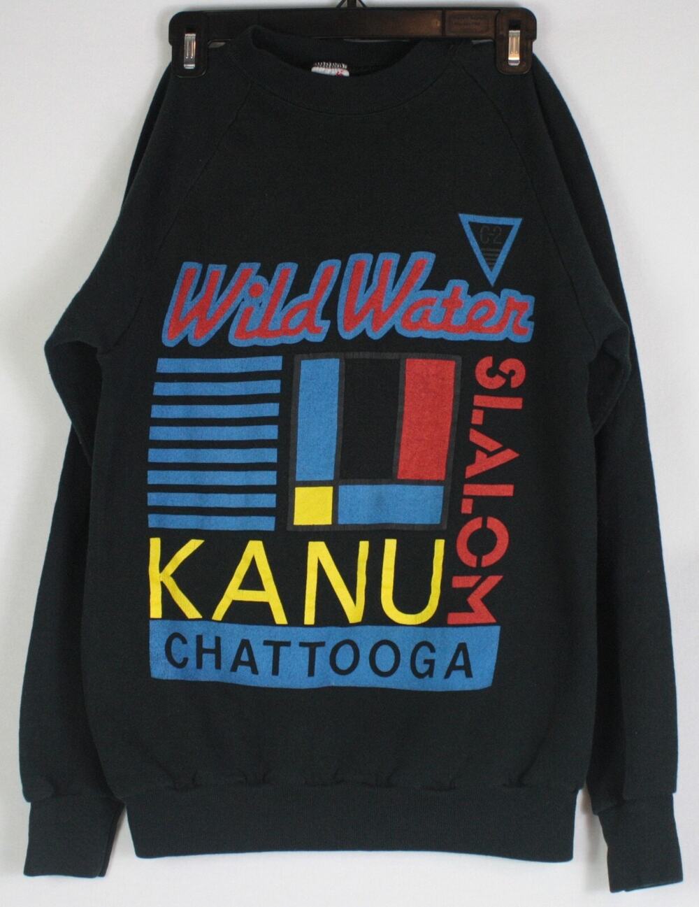 Vintage 90s Chattaooga Salom Wild Water Black Crewneck Sweatshirt Jumper M 50/50